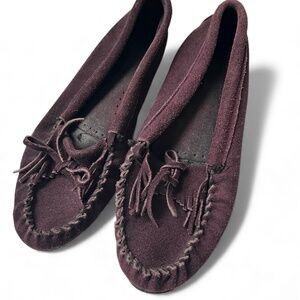 Minnetonka Moccasins Deep Purple Slip On Size 10 Suede